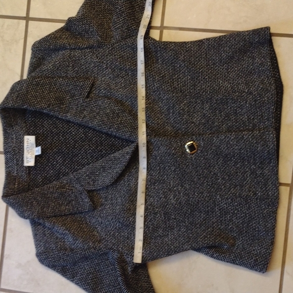 St. John One Button Tweed Blazer black and white - Picture 3 of 7